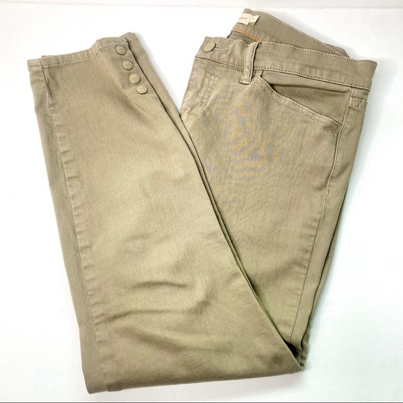 Tory Burch Emmy Ankle Snap Buttons Jeans Olive Size 31 - Picture 2 of 9